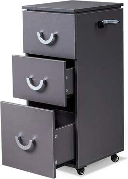 Winado - Beauty Salon Trolley Cart, Salon Cabinet with Large Capacity Drawers, Side Hair Dryer Holder, Wheels for Makeup Beauty - Dark Gray