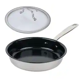 Alva - Maestro 5-Ply Nonstick Frying Pan 8" with Glass Lid - PFAS-Free Nonstick, Oven and Induction Safe - Black