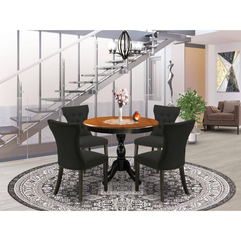 Angle. East West Furniture - East West Furniture 5-Piece Dinette Set Consists of a Modern Dining Table and 4 Black Linen Fabric Upholstered Dining - Multi-Color.