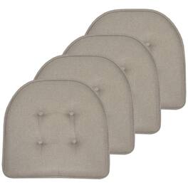 Sweet Home Collection - Solid Color U Shaped Memory Foam 17" x 16" Chair Cushions, 4-Pack - Khaki