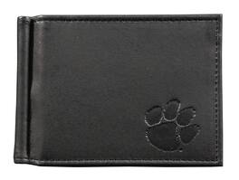Rico Industries - Clemson Tigers RFID Blocking Shield Black Leather Moneyclip Wallet - Multi