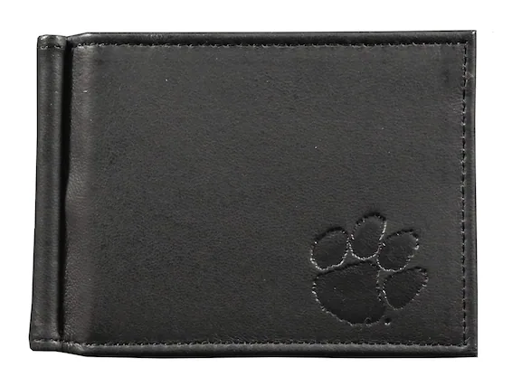 Front. Rico Industries - Clemson Tigers Genuine Black Leather Money Clip Wallet RFID Blocking - Multi.