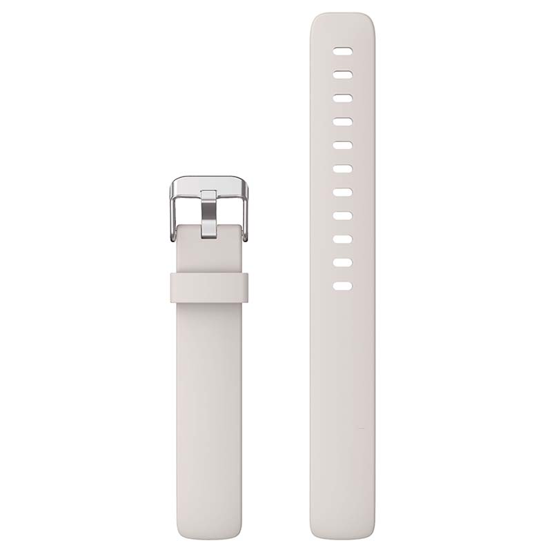 Left. StrapsCo - Active Band Silicone Rubber Watch Strap For Fitbit Inspire 2 (Short-Medium) - Light Grey.