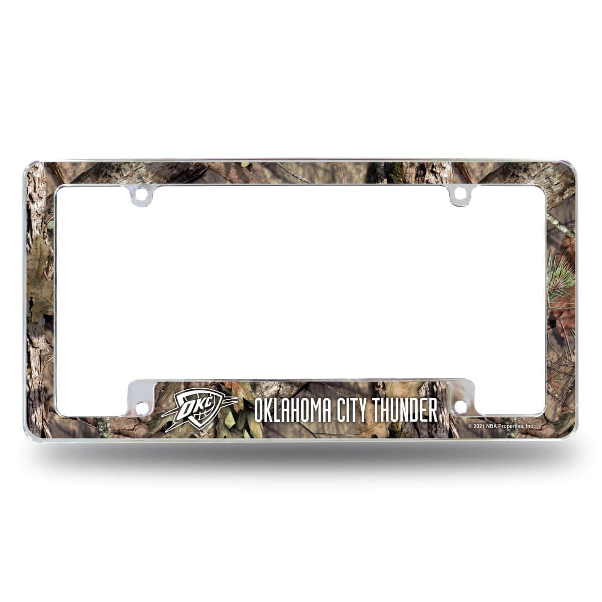 Rico Industries - Oklahoma City Basketball Thunder Chrome Metal License Plate Frame Camouflaged Camo Design - Multi
