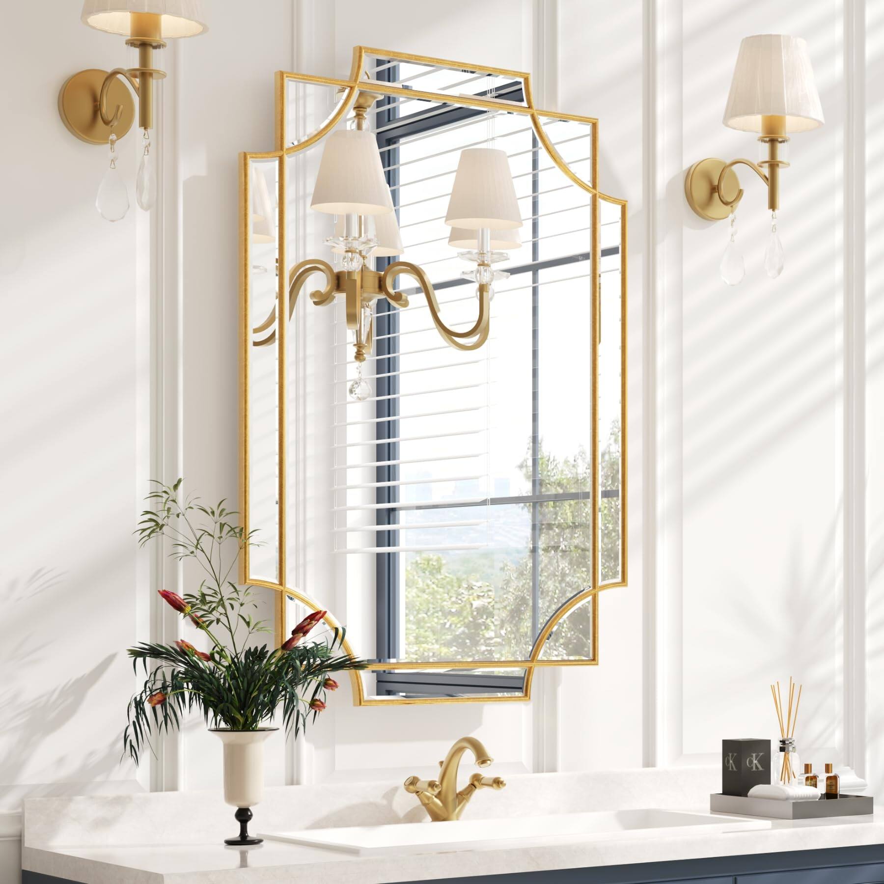 Comfort Essence - 24"x48" Mirror For Wall Traditional Art Decorative Beveled Full Length Home Decor Bathroom Living Room Be - 36"L x 24"W