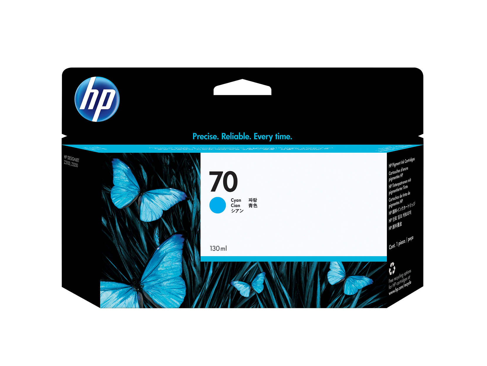 HP - 70 130-ml Cyan DesignJet Ink Cartridge, C9452A