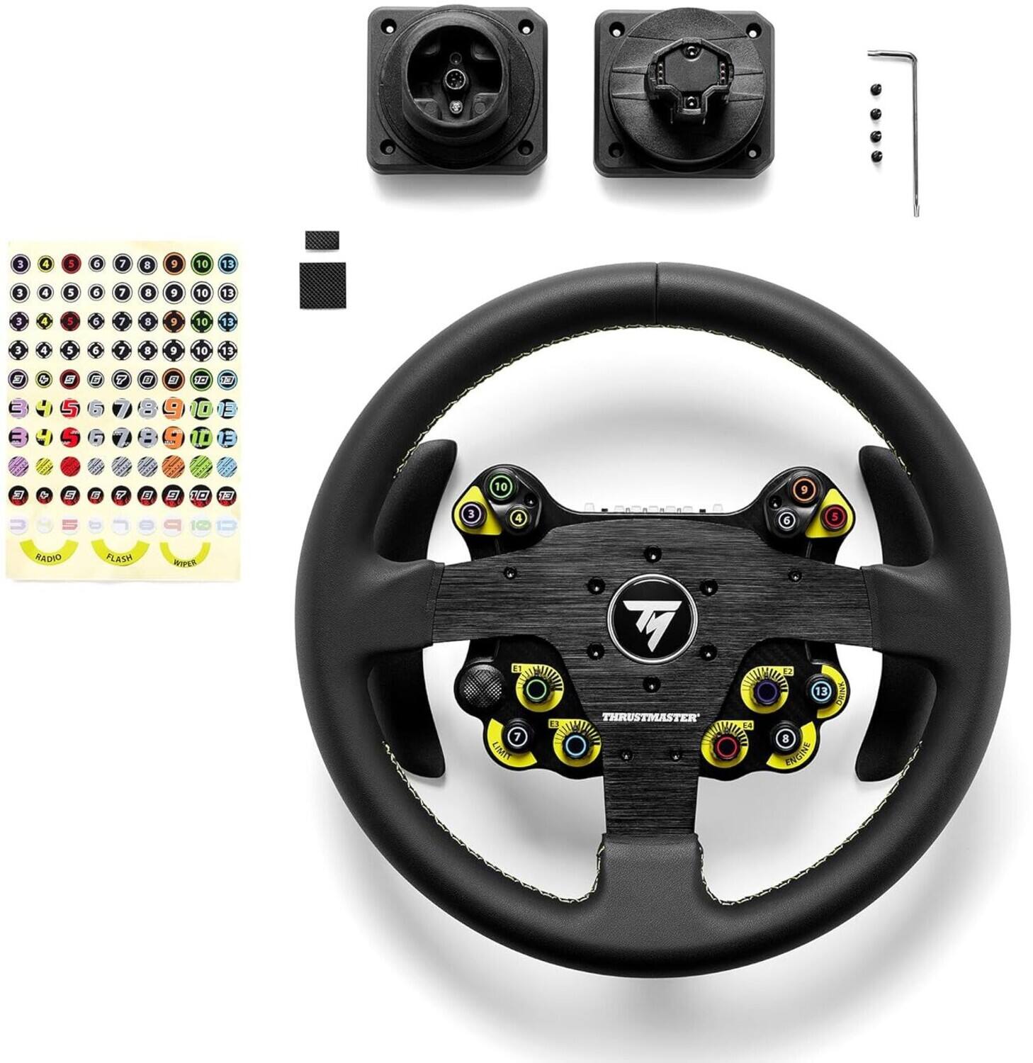 Sure, here is the corrected and grouped text from the image:

---

**Stickers:**

- 3 5 & 7 8 5 10 13 3 4 5 d 7 9 10 13 3 5 6 8 9 10 13 3 $ 6 8 9 10 13 2 O An m 7 E 4 3 2 P 0O F 1C 00 3 10 RADIO PLASM RPER M E E SNVTILA THRUSTMASTER I 5 EINE DNIWE LIBIN Coane 1

**Buttons:**

- RADIO
- FLASH
- WHEEL

**Mounting Accessories:**

- (Various screws and mounting plates)

---

This text is grouped based on the different sections visible in the image.