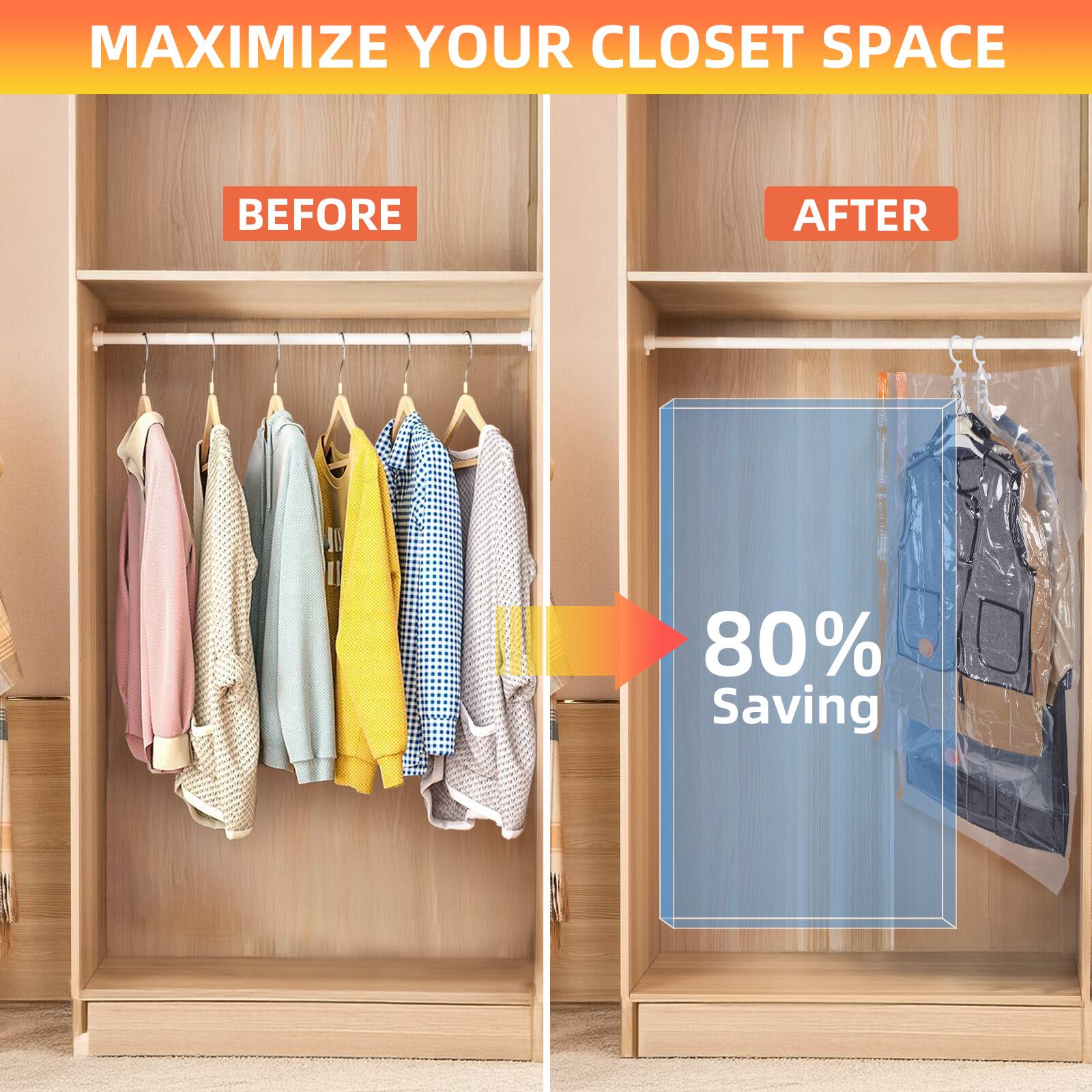 MAXIMIZE YOUR CLOSET SPACE

BEFORE

AFTER

80% Saving