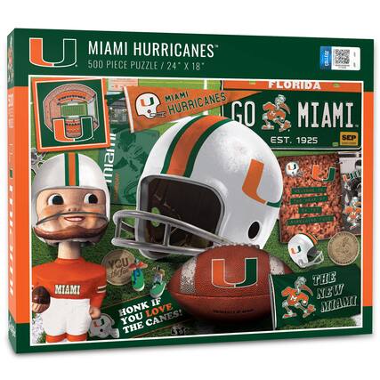 MIAMI HURRICANES
500 PIECE PUZZLE / 24" X 18"
MIAMI HURRICANES
EST. 1925
GO MIAMI
WELCOME HOME TO THE HOME OF 64,767 SCREAMING FANS
HONK IF YOU LOVE THE CANES!
THE NEW MIAMI
FLORIDA
SEP 2280109088
YOU THE FAN
COLLECTIBLE