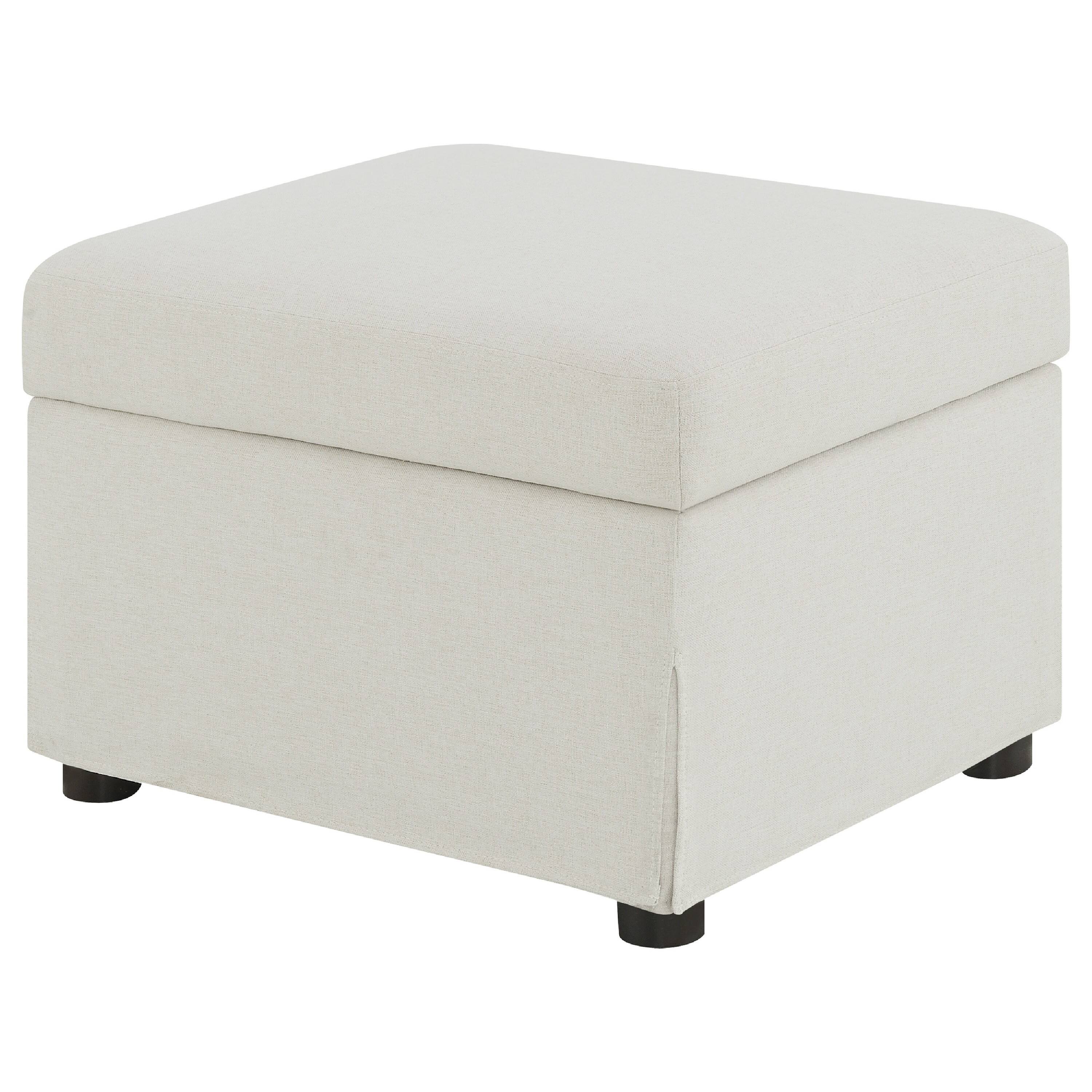 Alt View 1. Manhattan Lane - Jira Modern Storage Ottoman, Black Feet, Beige Upholstery, 24 Inch - Beige, Black.