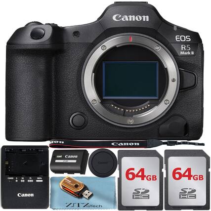 Canon EOS R5 Mark II
Canon LP-E6N Battery
Canon 64GB SDHC Cards
Canon USB Cable
Canon Lens Cap
ZITZTech 64GB SDHC Cards
Canon Battery Charger