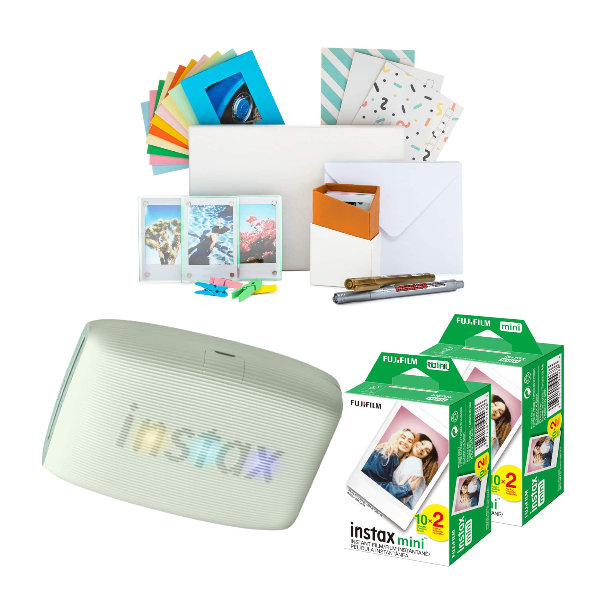 Fujifilm - Instax Mini Link 3 Compact Smartphone Printer Sage Green Bundle