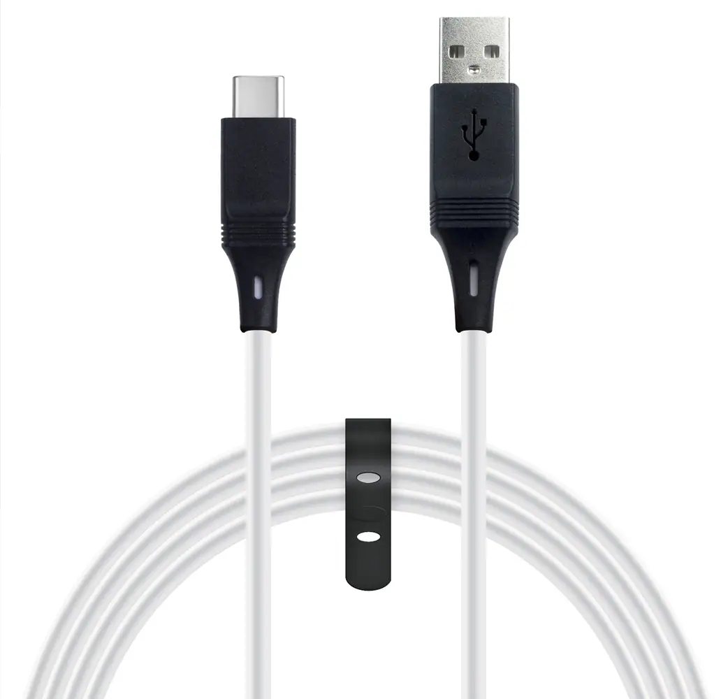 Front. NEXT - Extra Long 9' USB-C Play + Charge Cable for PlayStation 5 - White/Black.