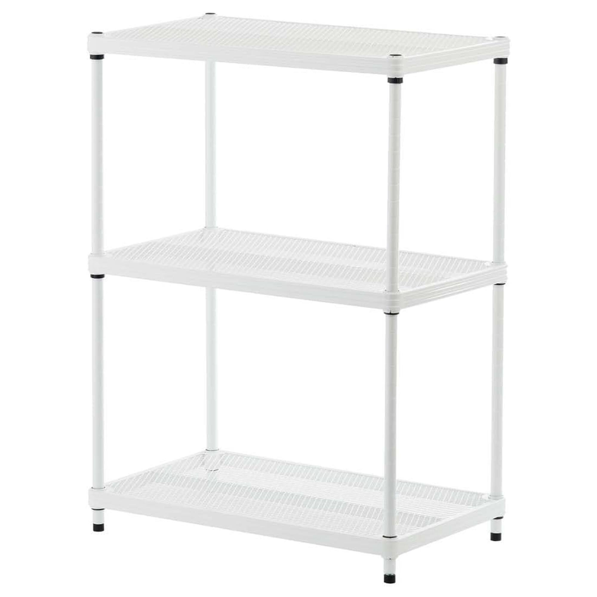 Front. Design Ideas - Design Ideas MeshWorks 3 Tier Full-Size Metal Storage Shelving Unit Rack, White - White.