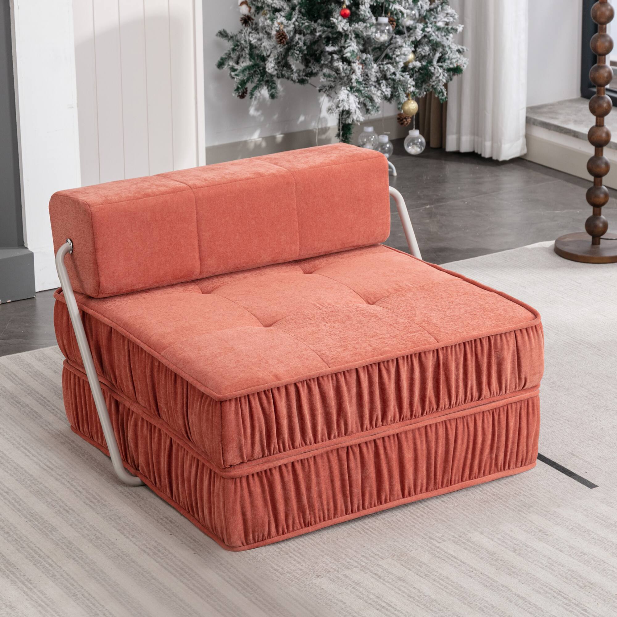 Alt View 8. GOODSILO - Convertible Folding Sofa Bed with Removable Back Cushion for Living Room Guest Room Home Office Apartment Small Space - Orange.