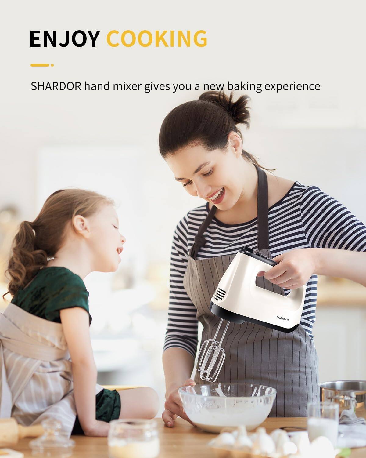 Shardor Hand Mixer Electric, 6 Speed & Turbo Mixer Electric Handheld 7 ...