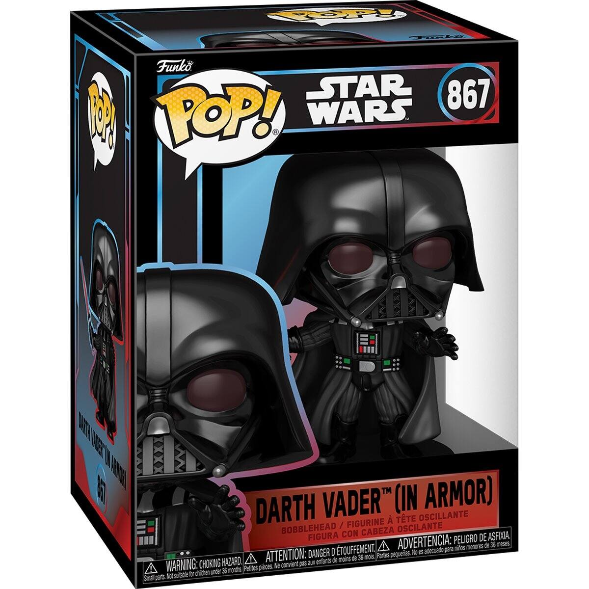 Funko POP! STAR WARS 867 DARTH VADER (IN ARMOR) BOBBLEHEAD / FIGURINE OSCILLANTE FIGURA CON CABEZA OSCILANTE, ADVERTENCIA: PELIGRO DE ASFIXIA, ATTENTION: DANGER D'ETOUFFEMENT, WARNING: CHOKING HAZARD, Small parts. Not suitable for children under 36 months.