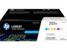 Original HP Toner hp LASERJET Tri-Pack / Pack de Trois Great Savings! / Aubaine! ! x NIAMT SNDSk 63 BAR1 TOKYO HONG KONG TOEI CF500AM 202A Cyan Yellow Magenta Cian Jaune Toner Cartridges 3 Cartouches de toner JETINTELLIGENCE Powerful smart. HP LaserJet Pro printing. Energy Impression puissante. Energie intelligente. M254 MFP M281