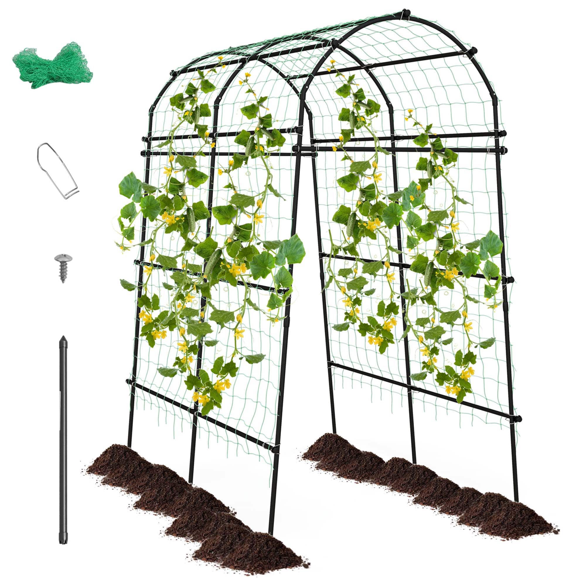 Costway - 7.5FT Garden Arch Trellis Outdoor Plant Support Archway for Climbing Vine Flower - Black + Green price history on PriceWatchPro