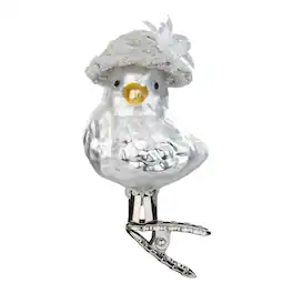 Inge Glas - Bird Bride Clip on German Glass Ornament FREE BOX 2.6 Inch Silver - White