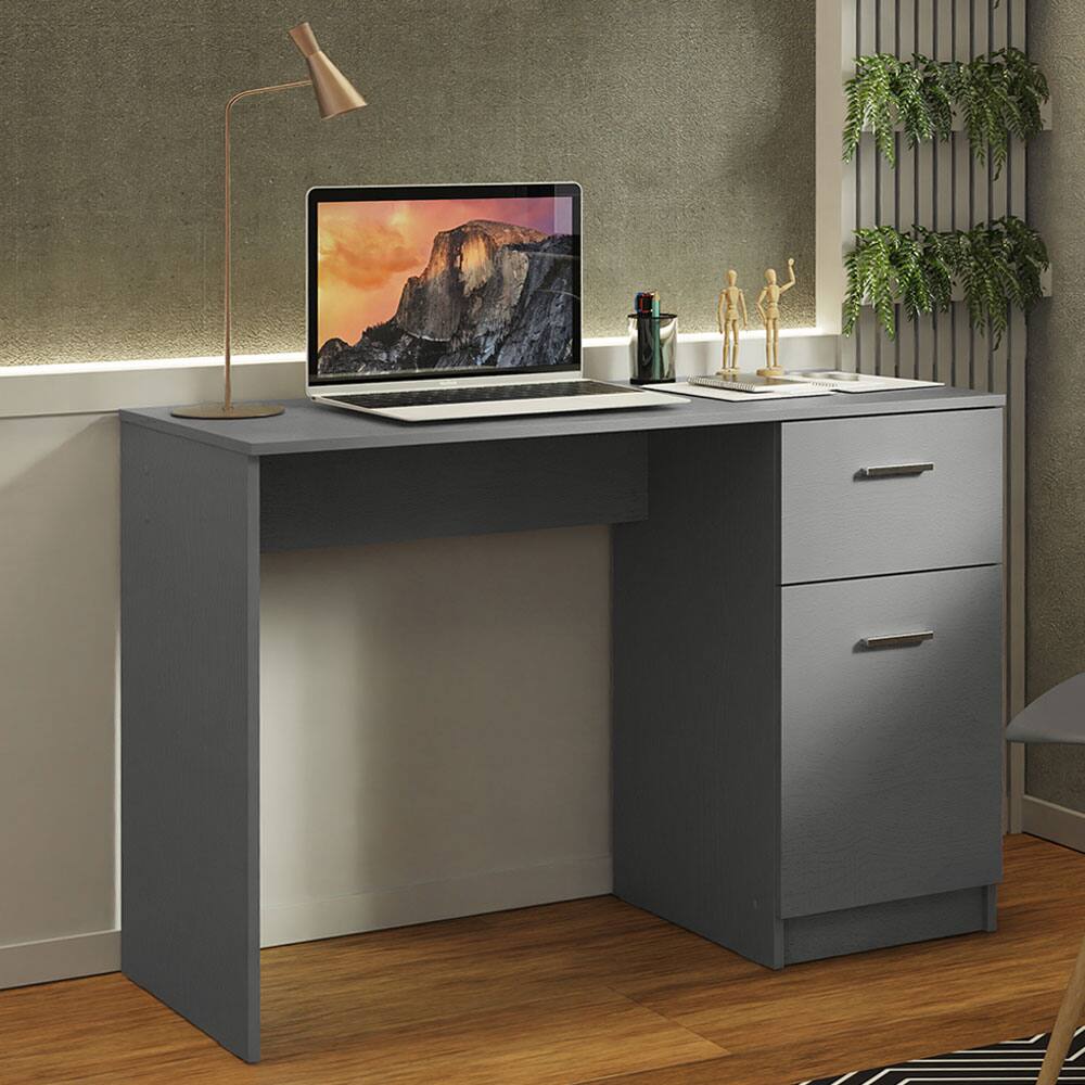 Angle. Madesa - Madesa Compact Computer Desk 43 Inch with Storage and Drawer - Gray - Gray.