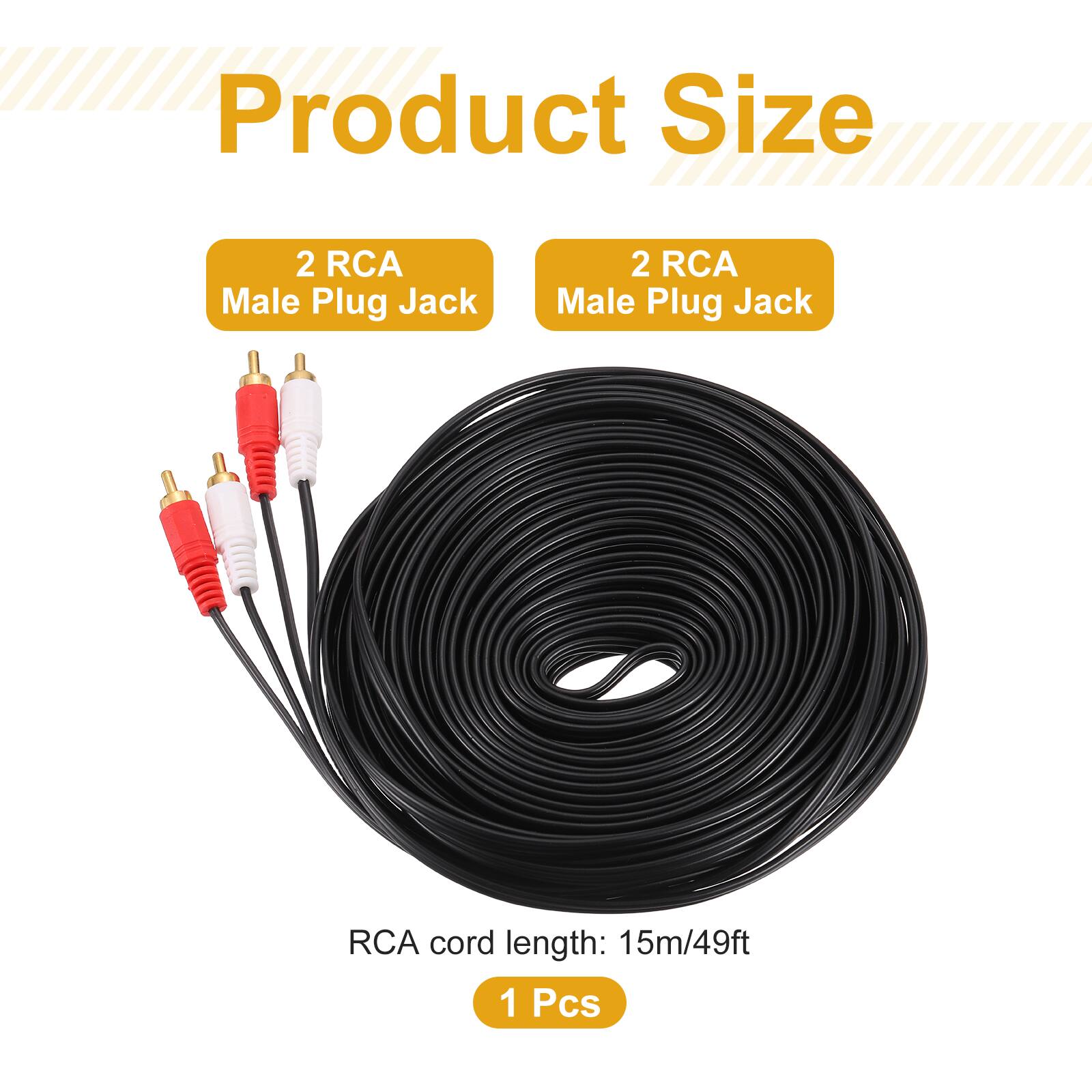 Product Size  
2 RCA Male Plug Jack  
2 RCA Male Plug Jack  
RCA cord length: 15m/49ft  
1 Pcs
