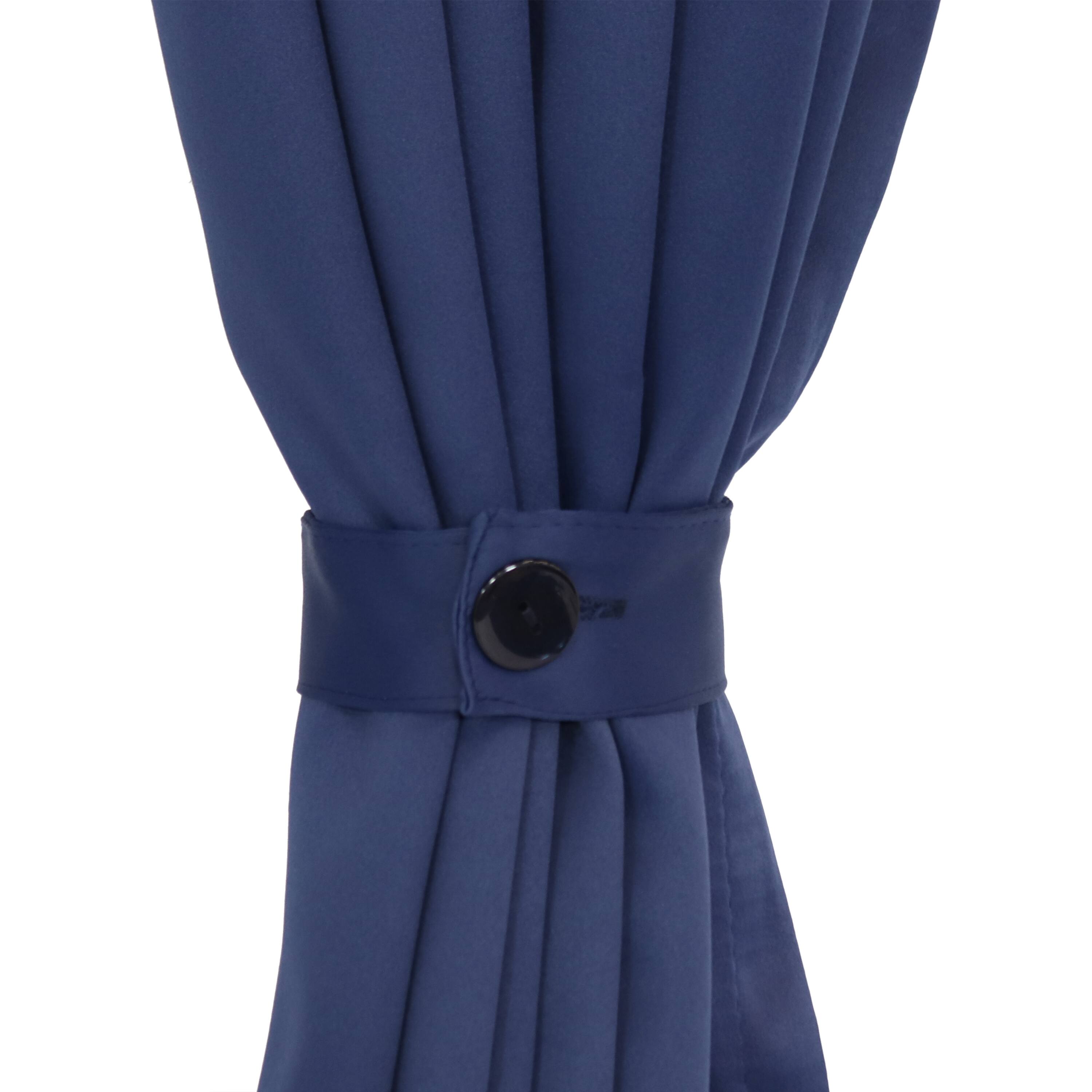 Alt View 4. Sunnydaze - Spun Polyester Outdoor Curtain Tiebacks - Set of 2 - Blue.