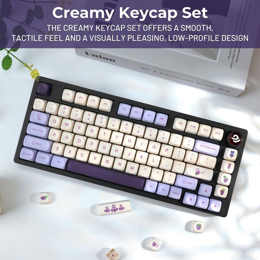 Cedar Assembly Xvx Moa Profile Purple Grape Theme Pbt Dye sub Keycaps ...