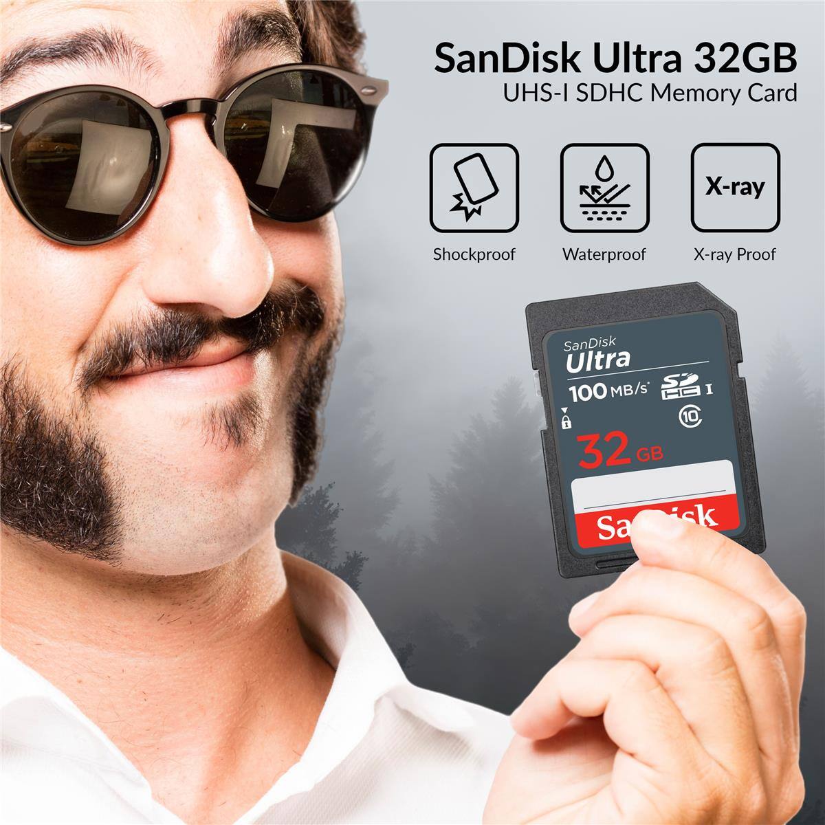 SanDisk Ultra 32GB UHS-I SDHC Memory Card

X-ray
Shockproof Waterproof
X-ray Proof

SanDisk Ultra 100 MB/s* HC I 8 10 32% GB Sa isk