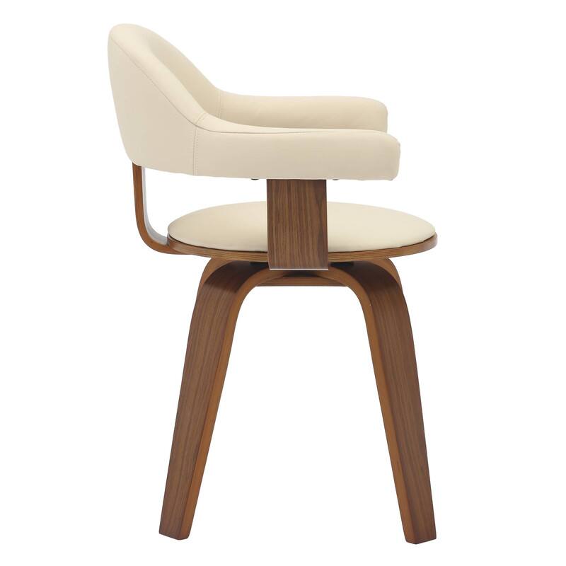 Alt View 4. LeisureMod - Brivo Modern Leather Upholstered Side Dining Chair with Open Back and Swivel for Home Living Room or Office - Cream.