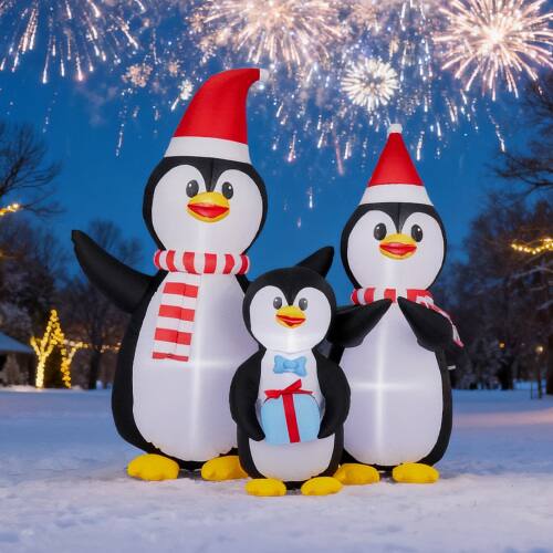 Alt View 10. Winado - Christmas Penguin Family Inflatable 6FT with Built-in LED Light Blow Up for Outdoor Yard Party Holiday Party Decorations - Multicolor.