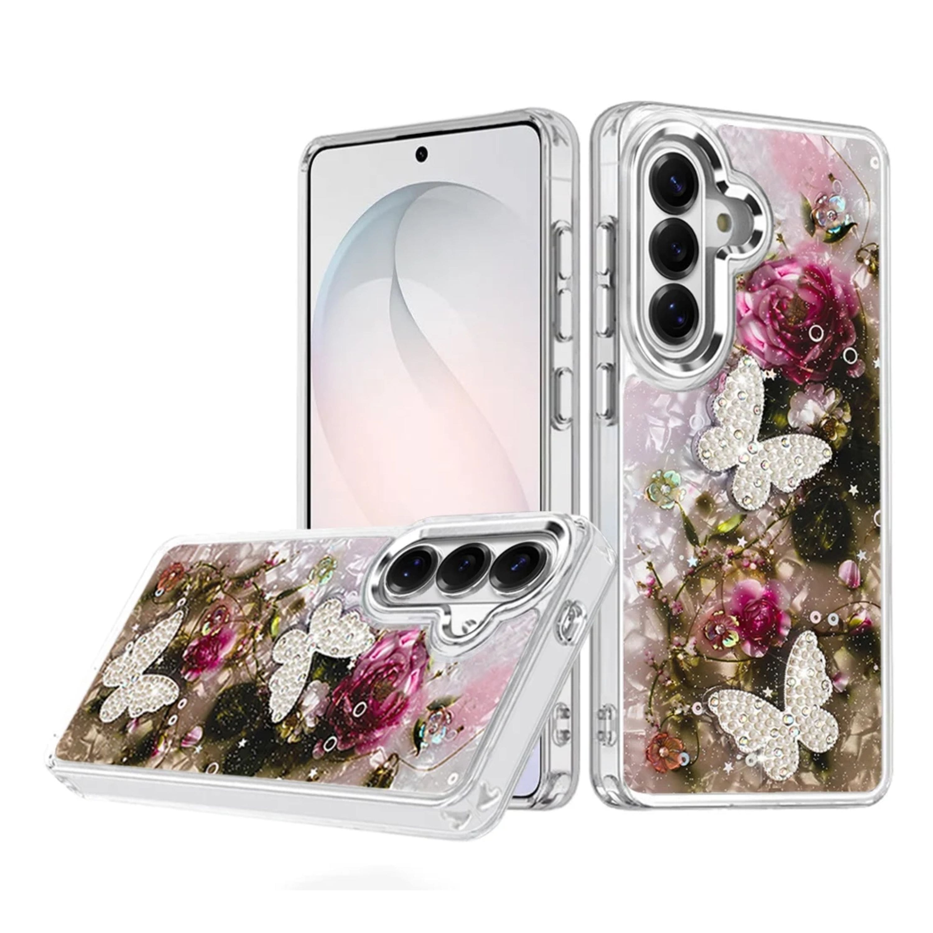 Kitcheniva - Epoxy Glitter 3D Beaded Butterflies Phone Case With Tempered Glass For Samsung Galaxy S26+ - Multicolor price history on PriceWatchPro