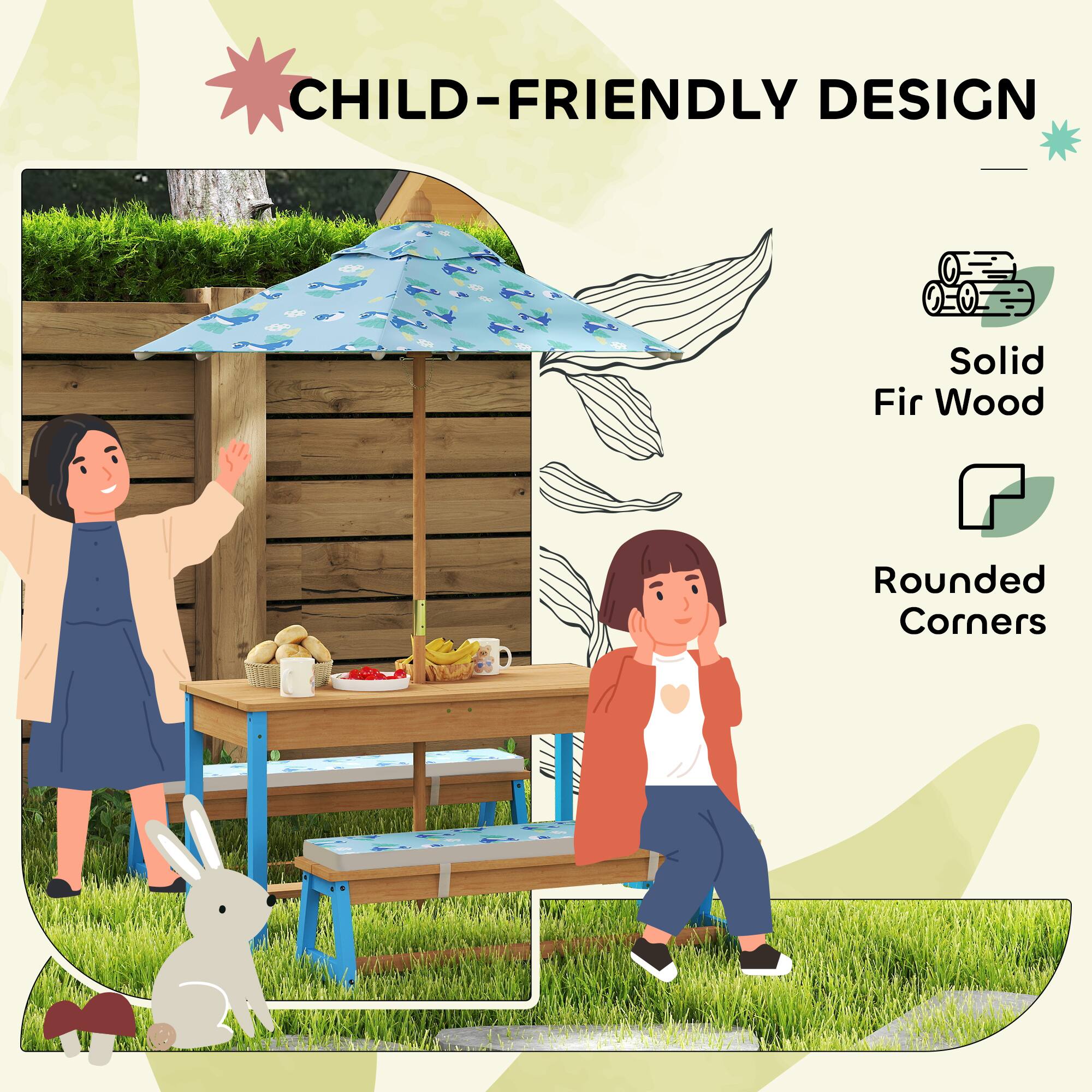 CHILD-FRIENDLY DESIGN

- Solid Fir Wood
- Rounded Corners