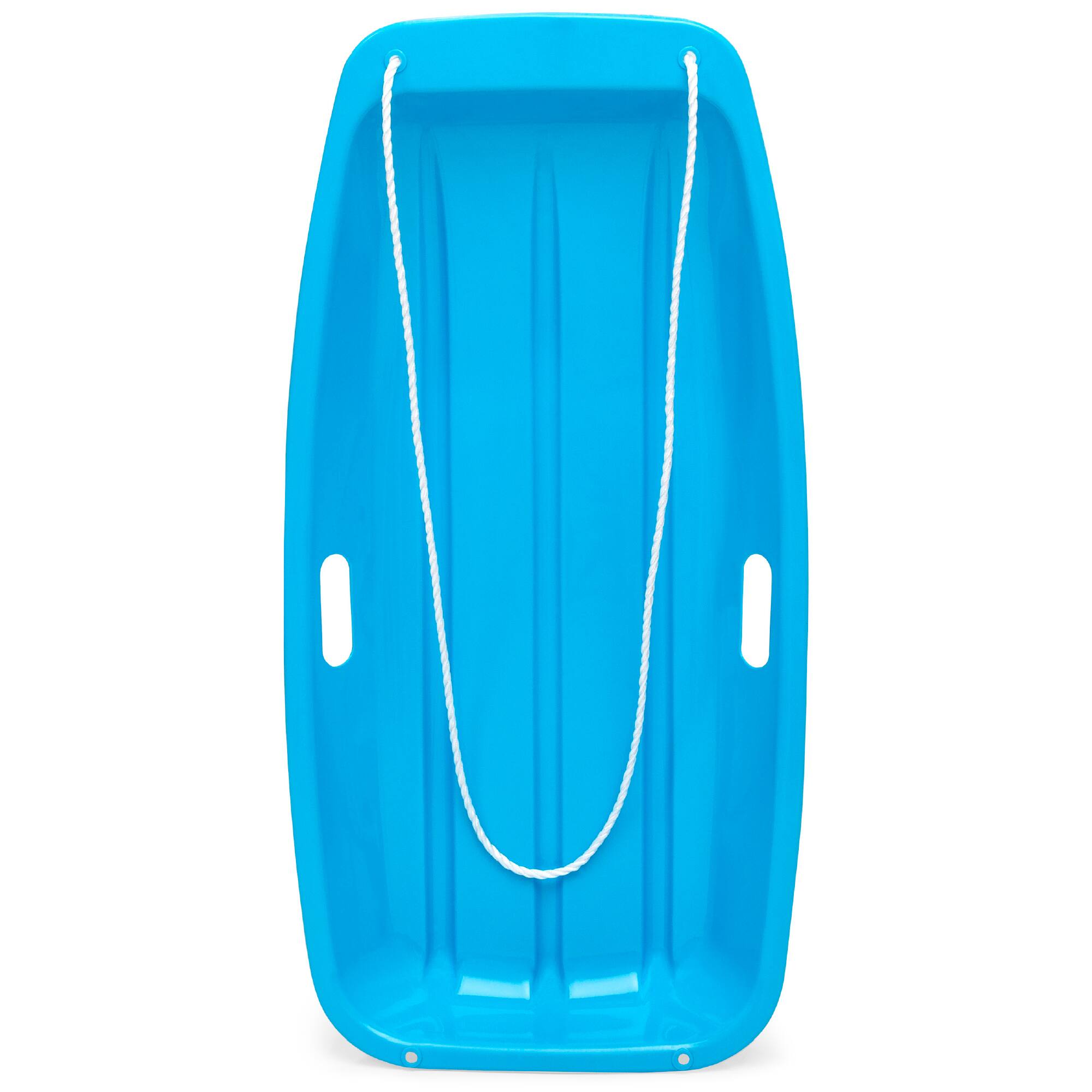 Best Choice Products - 35in Kids Outdoor Plastic Sport Toboggan Winter Snow Sled Board w/ Pull Rope, 2 Handles - Ice Blue
