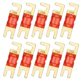 Unique Bargains - 10pcs 50A 125V Mini ANL Fuse Replacement, Electrical Protection Blade Fuse for Automotive Marine Audio Video System - Red