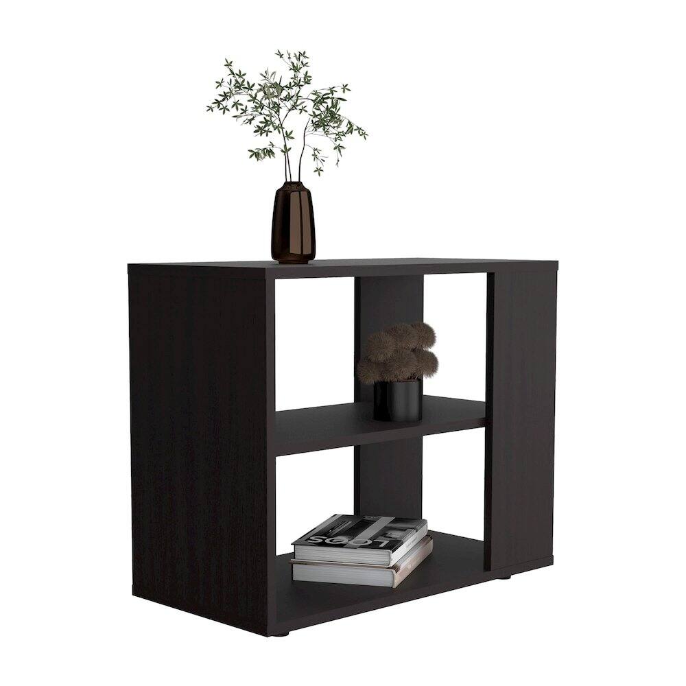 Alt View 4. TuHome - Gardin High Side Table , End Table, Sofa Table with Two Shelves and a Minimalist Desgin, Living Room or Bed Room - Black Wenge.