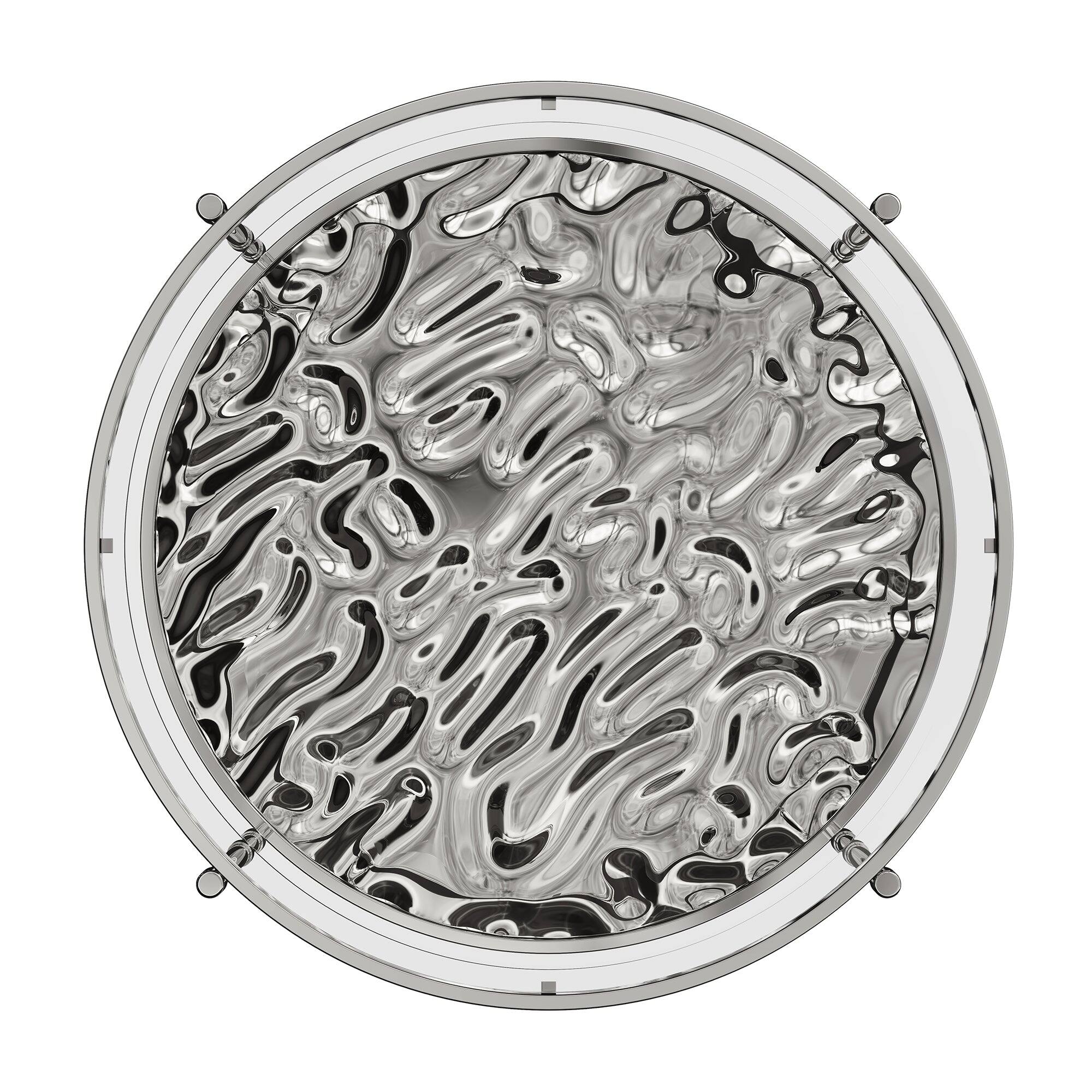 Back. Boyel Living - 31.5 Inch Stainless Steel Round Glass Coffee Table with Double Shelf Modern Living Room Furniture - Stainless Steel.