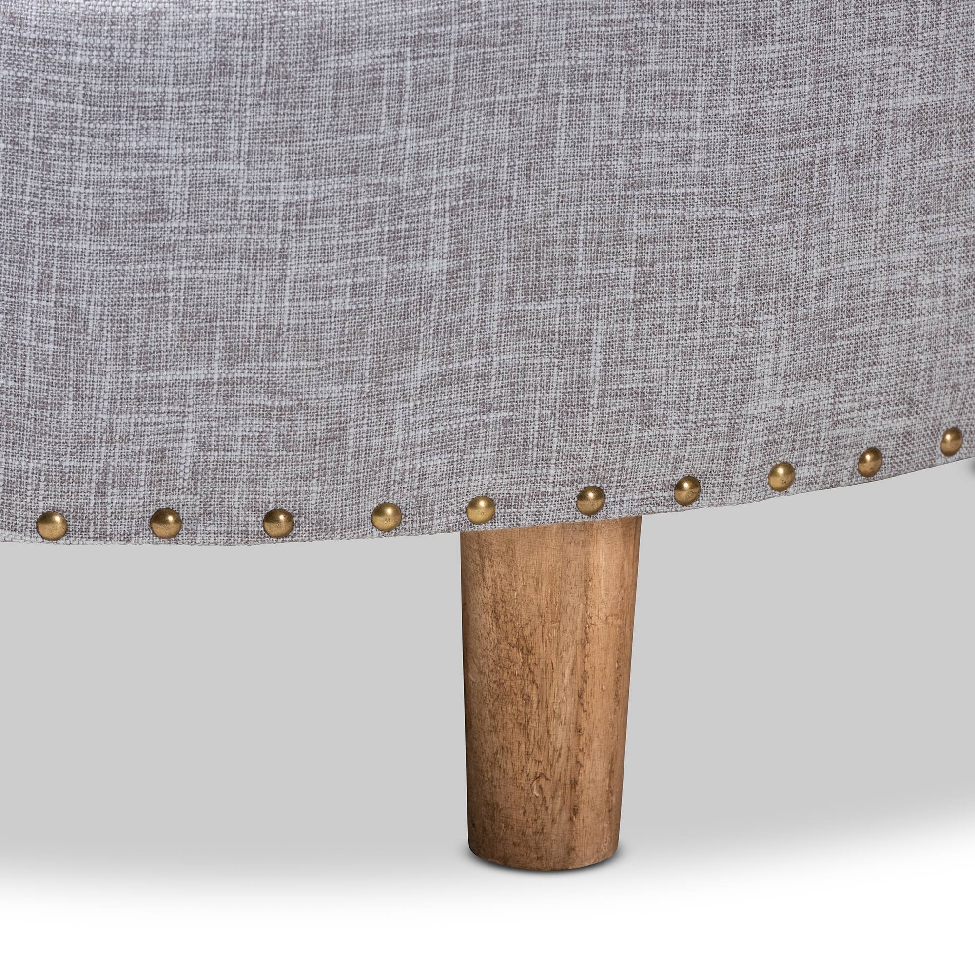 Back. Baxton Studio - Vinet Modern and Contemporary Fabric Upholstered Natural Wood Cocktail Ottoman - Gray.