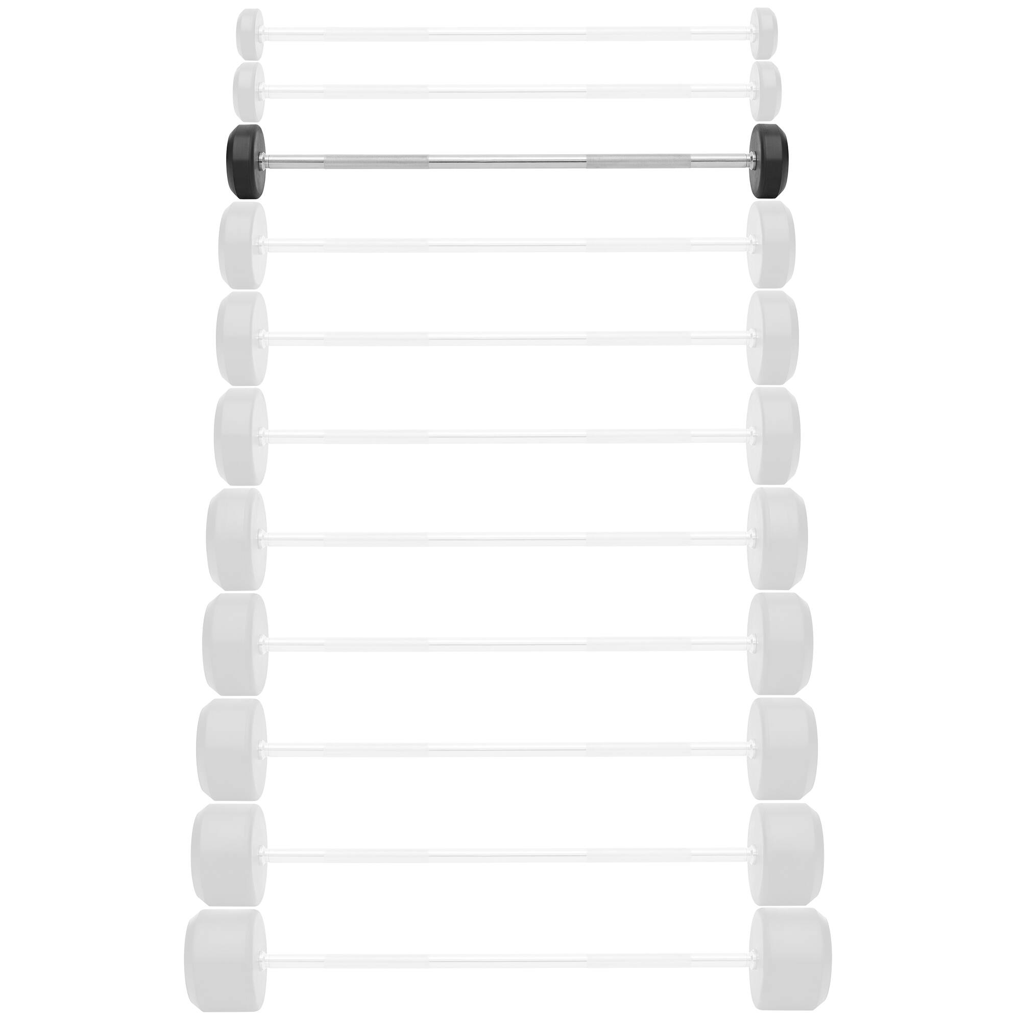 Alt View 1. Philosophy Gym - Rubber Fixed Barbell - Pre-Loaded Weight Straight Bar Weightlifting - Black.