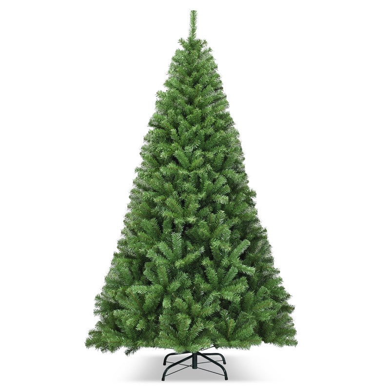 WELLFOR - 7.5ft Unlit Hinged Premium PVC Artificial Christmas Tree with 1346 Lush Branch Tips，Indoor Holiday Decoration - Green
