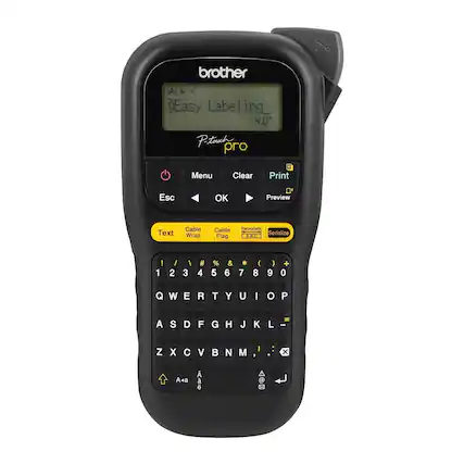 brother
Easy Labeling_ 4.0
P-touch pro
Menu Clear Print Esc OK Preview Text Cable Wrap Cable Flag Faceplate Serialize
1 / 2 / 3 # 4 % 5 & 6 * 7 I 8 ) 9 + 0 Q W E R T Y U I o P A S D F G H J K L - Z X C V N I x A AA