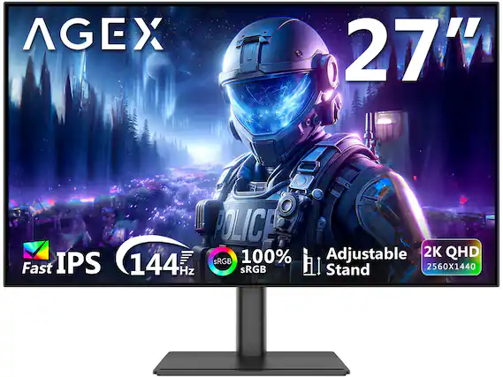 AGEX 27" Fast IPS 144Hz 2K QHD 2560x1440 100% sRGB Adjustable Stand