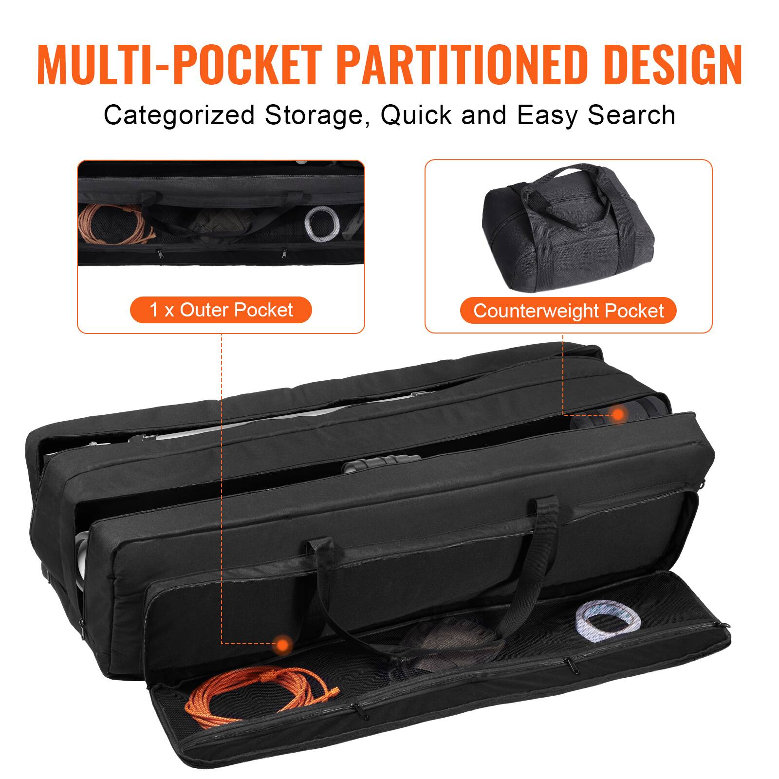 MULTI-POCKET PARTITIONED DESIGN  
Categorized Storage, Quick and Easy Search  

1 x Outer Pocket  
Counterweight Pocket