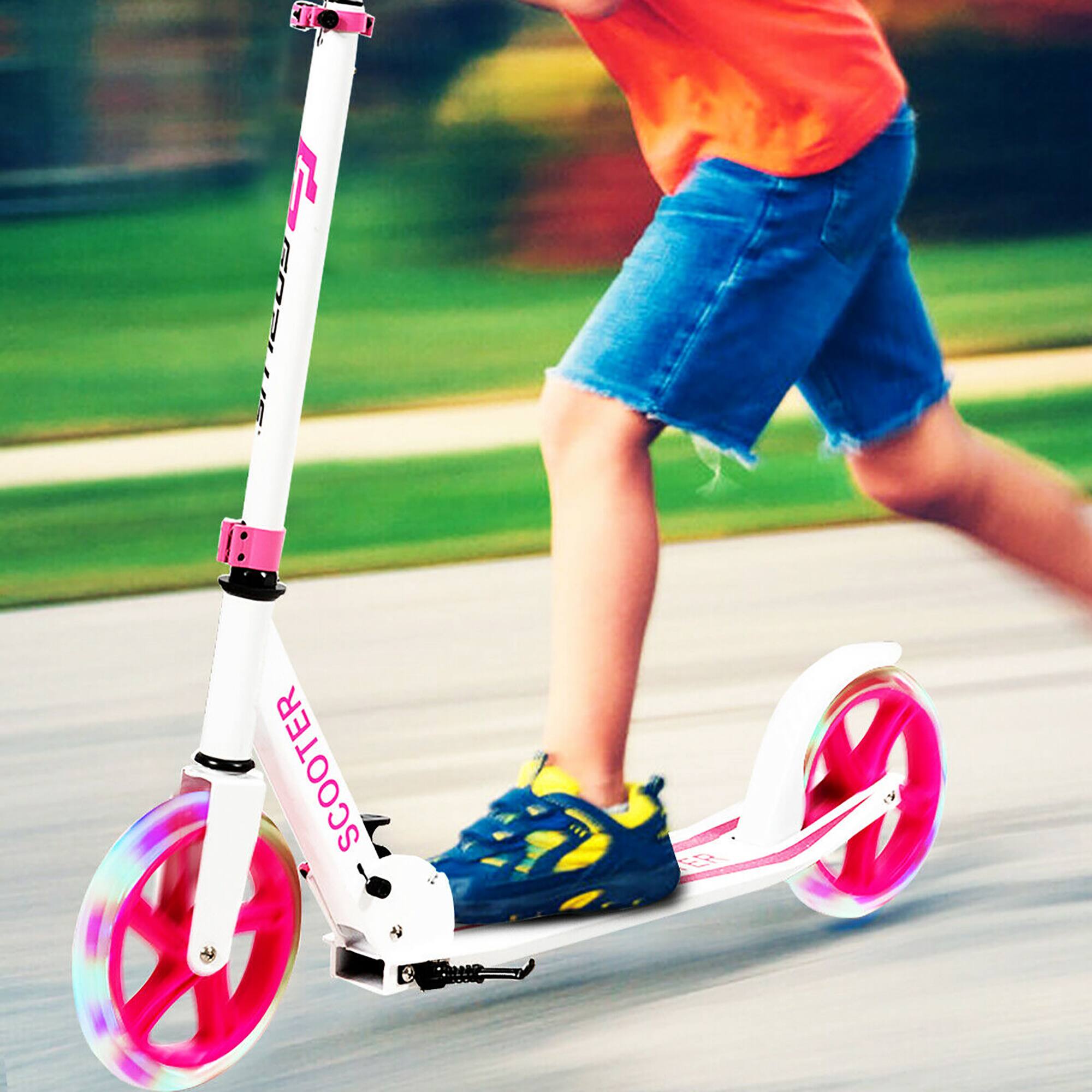 Alt View 3. Costway - Costway Folding Sports Kick Scooter w/LED Wheels for Kids Teens - Pink.
