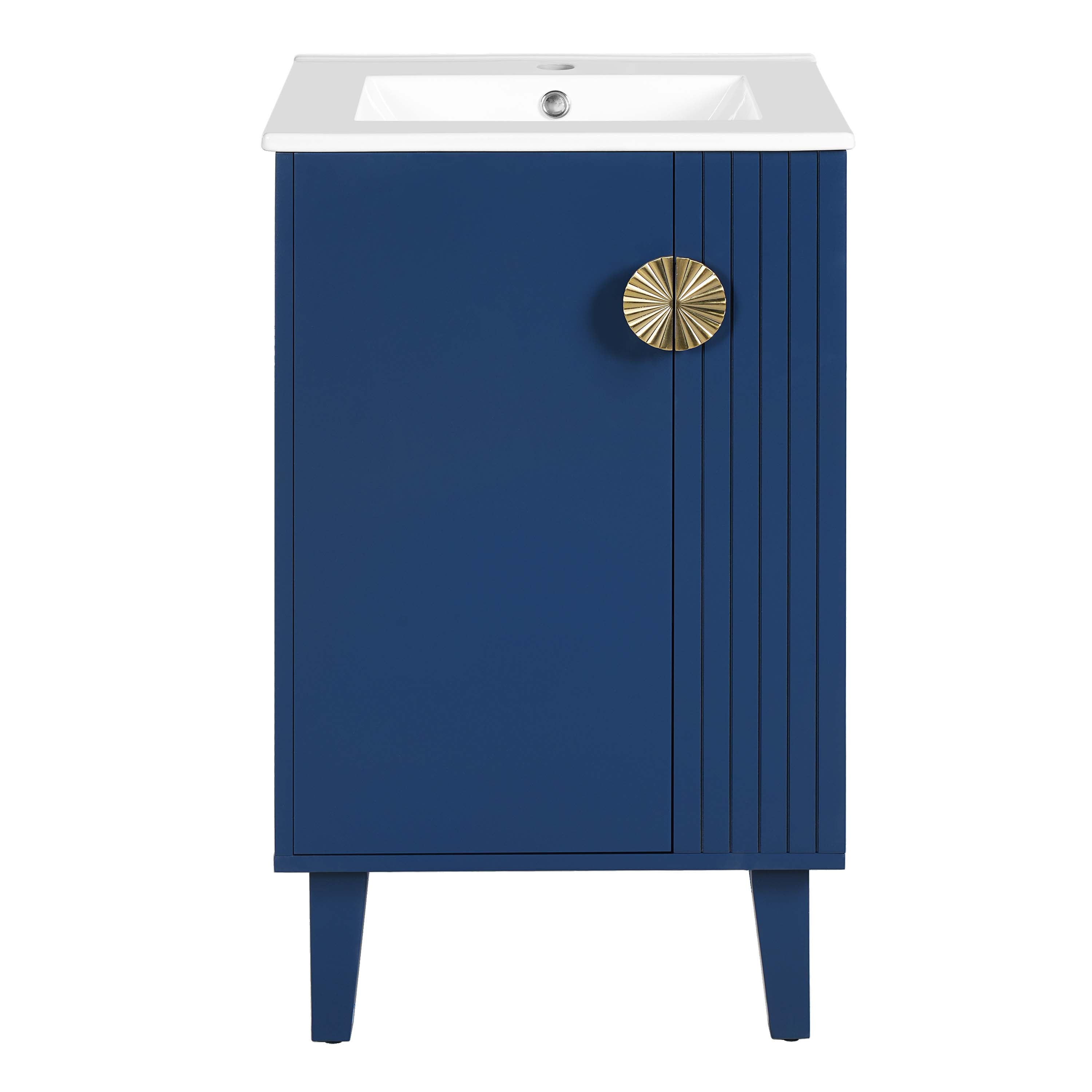 Photos - Bathroom Sink Inch Boyel Living - 20  French Style Bathroom Vanity with Ceramic Sink and Soft Close Door - Blue BL-MRS-0971C 