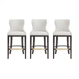 Manhattan Comfort - Blair Modern Wood Upholstered Barstool - Set of 3 - White