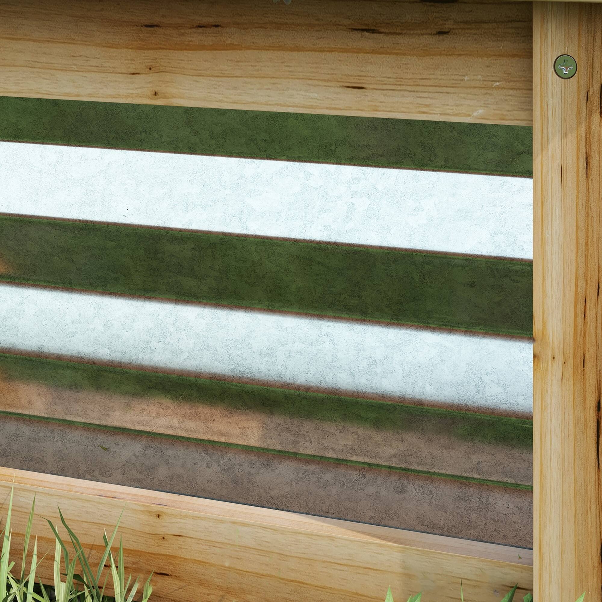 Alt View 8. Outsunny - Garden Bed, Planter Box, Metal and Wood Combined, for Growing Flowers - Silver and Natural.