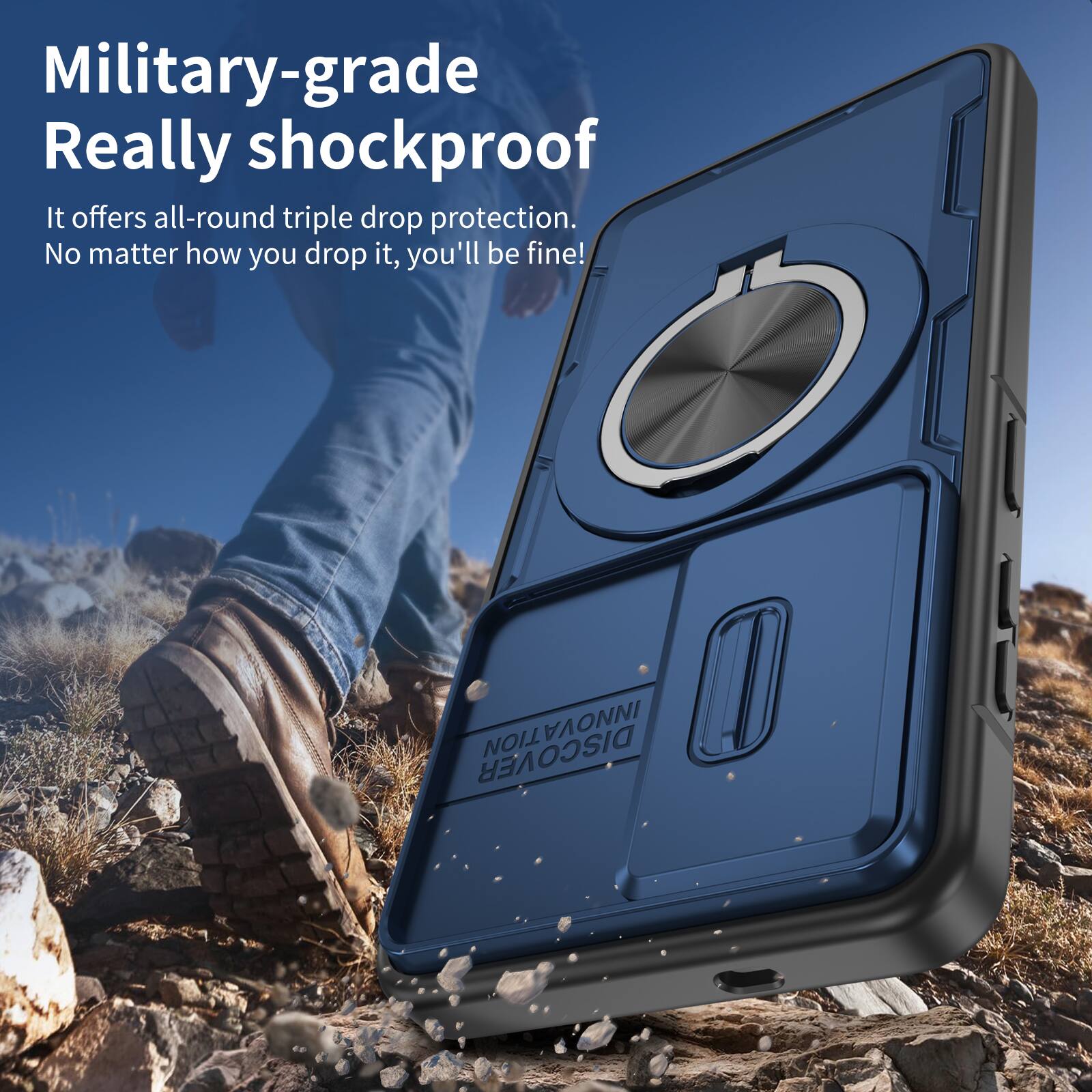 Military-grade Really shockproof. It offers all-round triple drop protection. No matter how you drop it, you'll be fine!