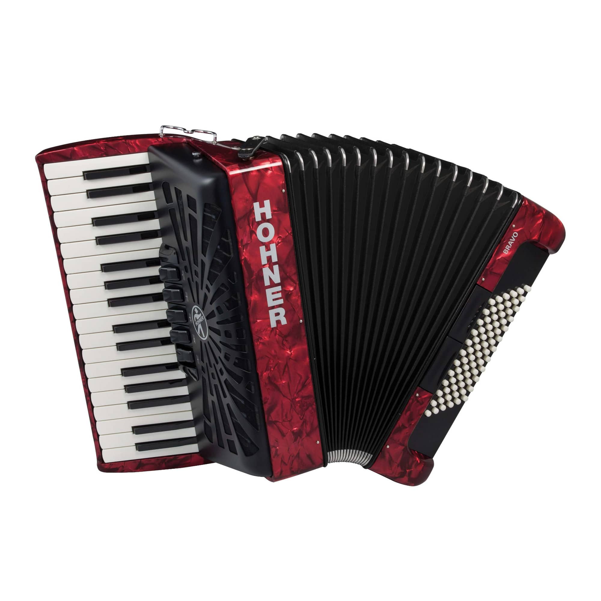Hohner - Bravo III 72 Chromatic Piano Key Accordion (Pearl Red)
