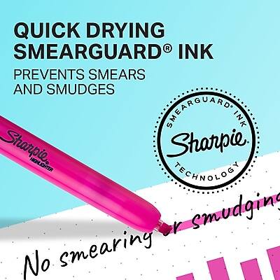 QUICK DRYING SMEARGUARD® INK  
PREVENTS SMEARS AND SMUDGES  

SMEARGUARD® INK  
Sharpie  
TECHNOLOGY  

No smearing or smudging